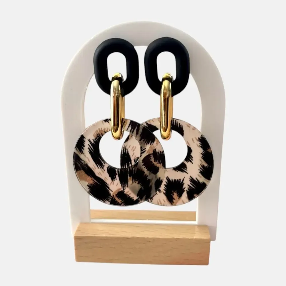 Leopard Print Drop Earrings